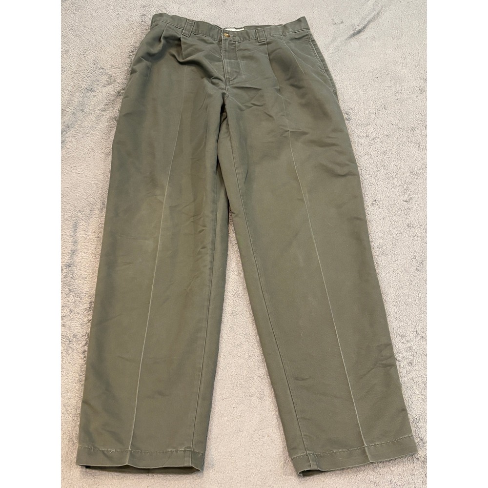 Fieldmaster Mens Olive Green Pleated Chinos Straight Leg Pants 34x34 (33x32)